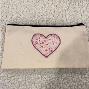 Hand crafted Floral Heart Canvas Pouch